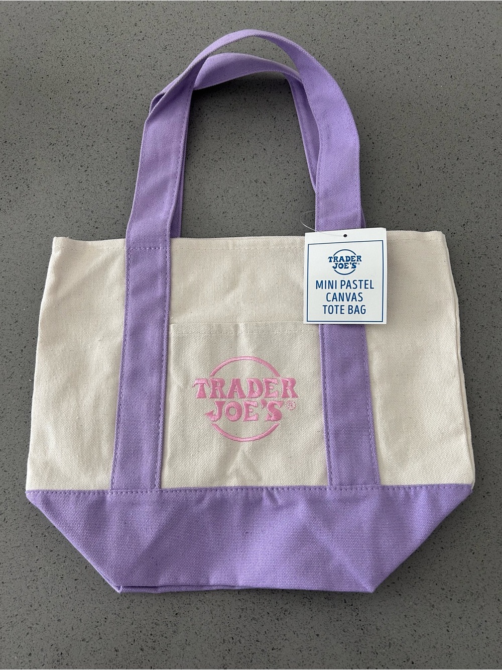 Trader Joe's Lavender & Cream Mini Canvas Tote